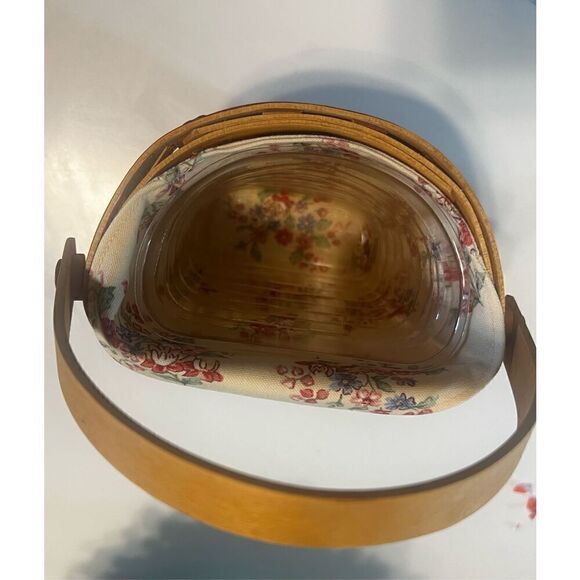 Longaberger Basket 2001 Sweetheart Red Love Notes Fabric Plastic Lined Charm - Picture 7 of 11